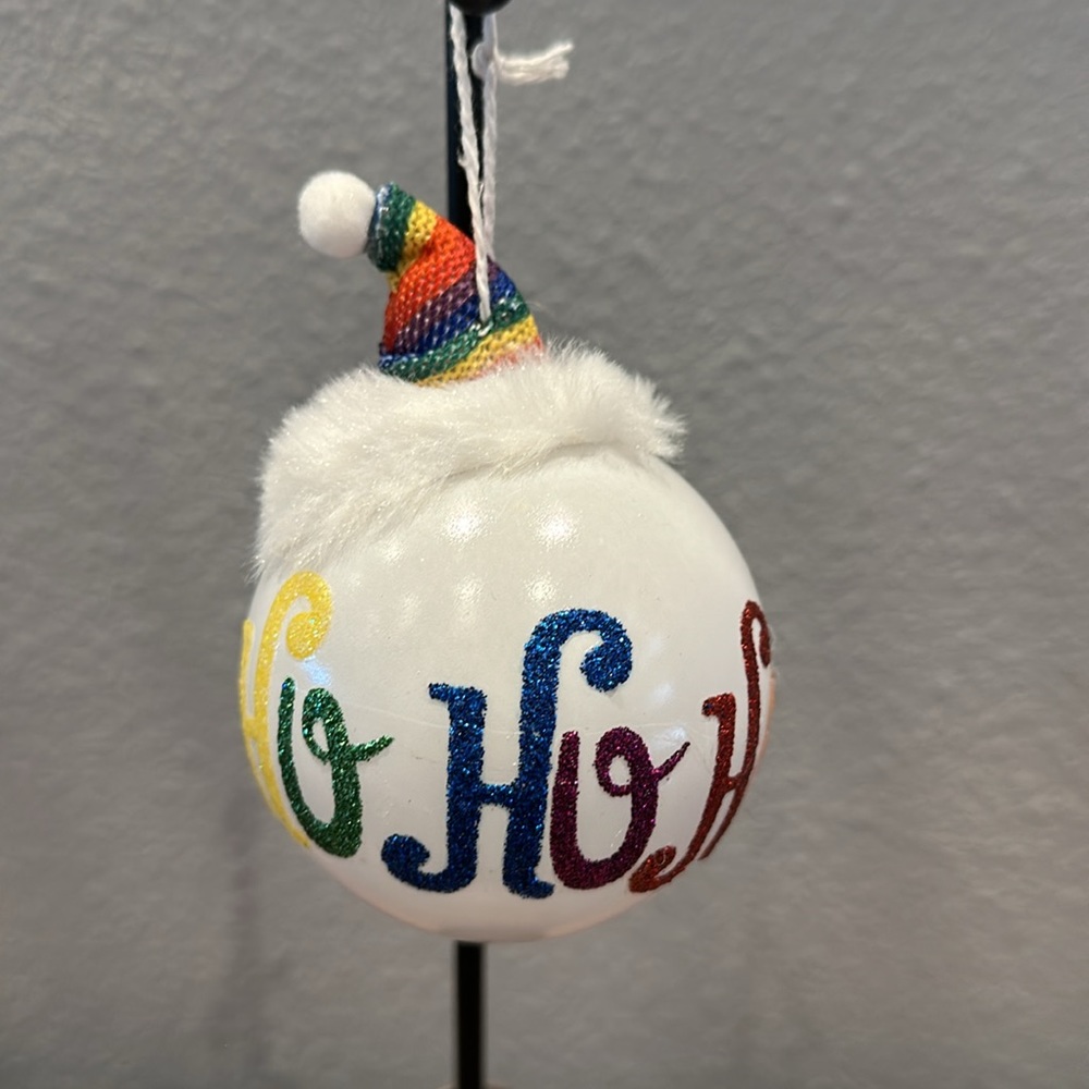Ho Ho Ho Multicolored Round Christmas Ornament